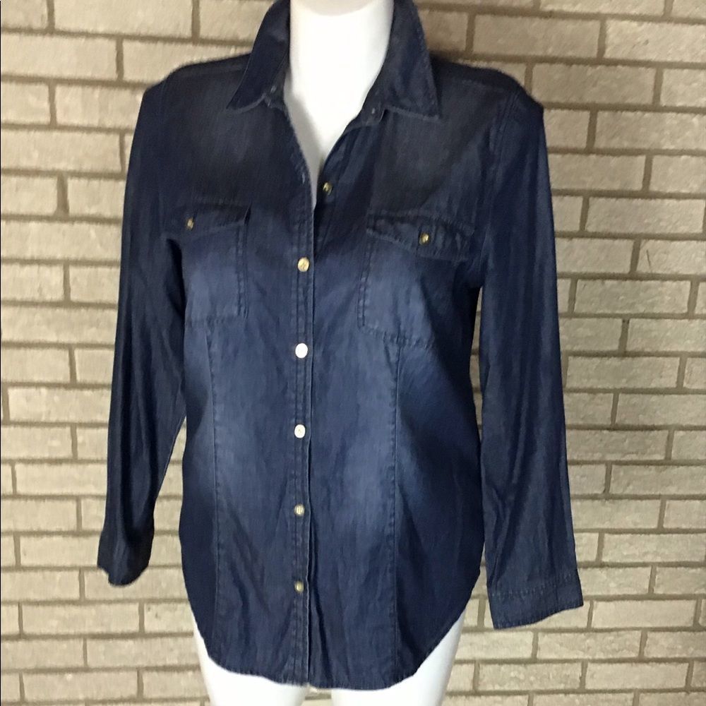 Chico’s denim long sleeve shirt size 2 (12)